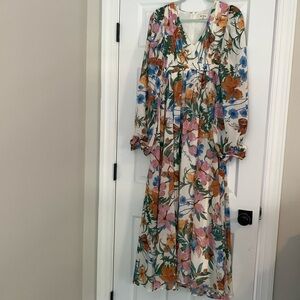 NWT Aura Floral Maxi Dress with Long Sleeves